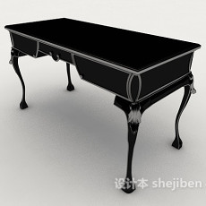 新中式黑色书桌3d模型下载