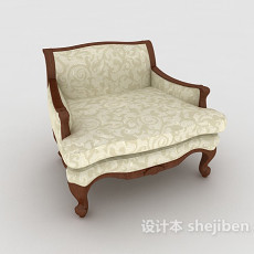 欧式木质花纹单人沙发3d模型下载
