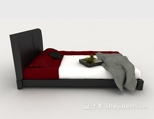 设计本现代家庭床3d模型下载
