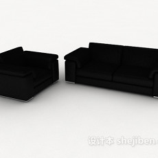 简约现代黑色组合沙发3d模型下载