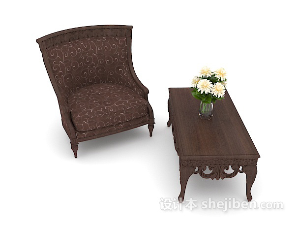 中式木质复古桌椅组合