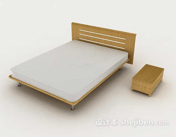 简单大方双人床3d模型下载