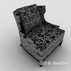 欧式风格花纹单人沙发3d模型下载