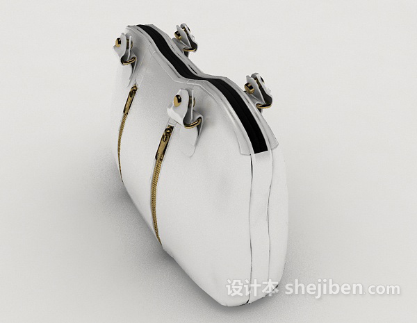 设计本白色手提包3d模型下载