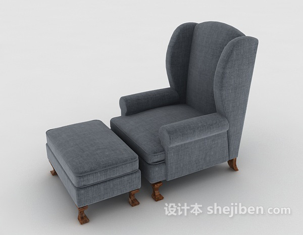 免费北欧灰色简约单人沙发3d模型下载