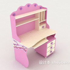粉色可爱书桌3d模型下载