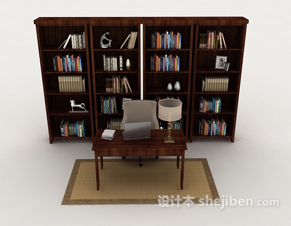 现代风格现代居家型书柜3d模型下载