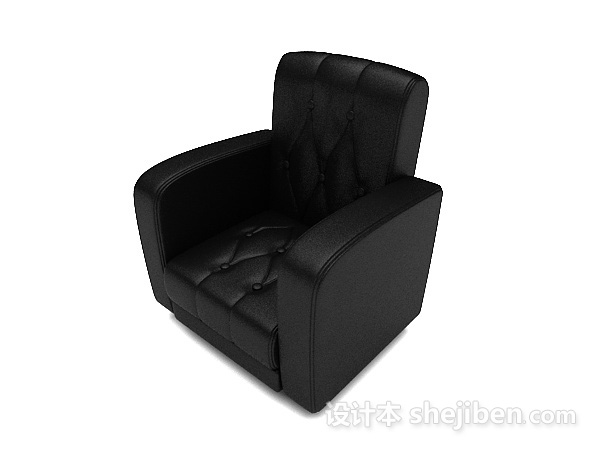 商务黑色简约单人沙发3d模型下载