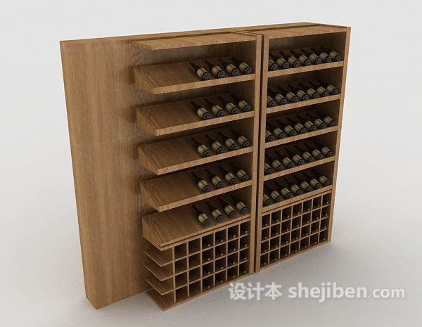 木质酒柜3d模型下载