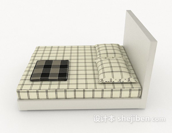 设计本格纹双人床3d模型下载