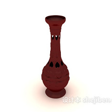 红色装饰瓶子3d模型下载