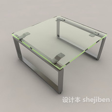 透明玻璃现代茶几3d模型下载