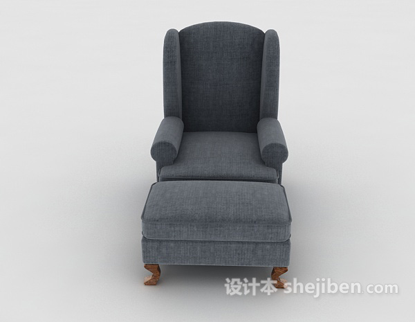 欧式风格北欧灰色简约单人沙发3d模型下载