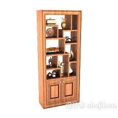 新中式简约木质柜子3d模型下载