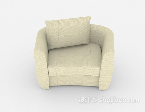 现代风格浅灰色休闲单人沙发3d模型下载