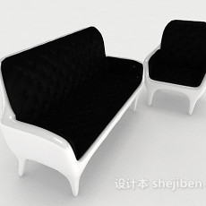 欧式简单黑白组合沙发3d模型下载