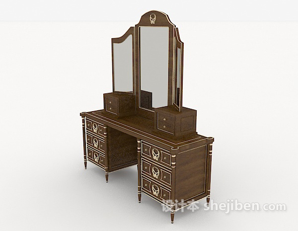 设计本欧式木质梳妆桌3d模型下载