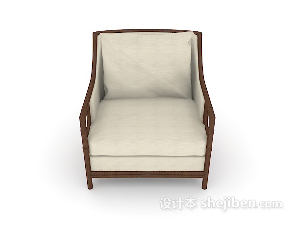 现代风格家居木质休闲灰色单人沙发3d模型下载
