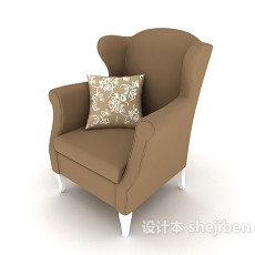 欧式简约棕色家居单人沙发3d模型下载