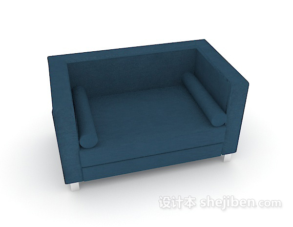 蓝色方形沙发3d模型下载
