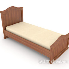 欧式风格实木单人床3d模型下载