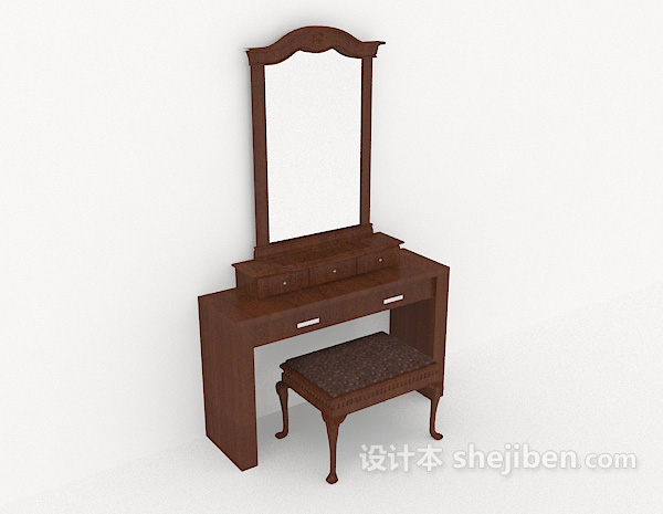 新中式木质梳妆桌3d模型下载