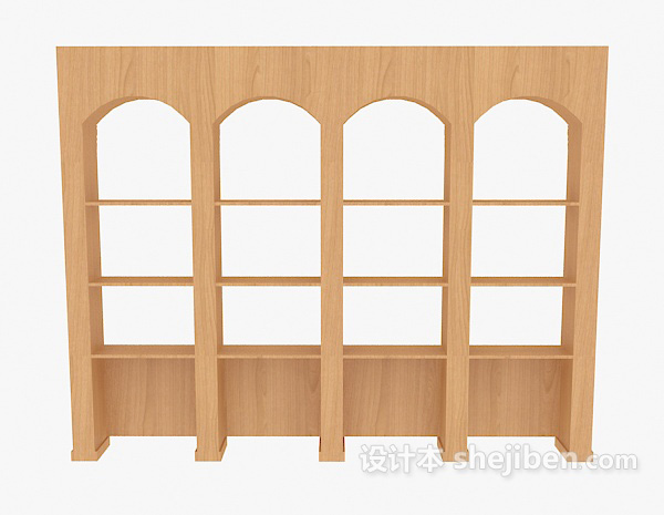 实木简单书柜3d模型下载