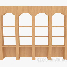 实木简单书柜3d模型下载