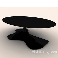 个性椭圆黑色餐桌3d模型下载