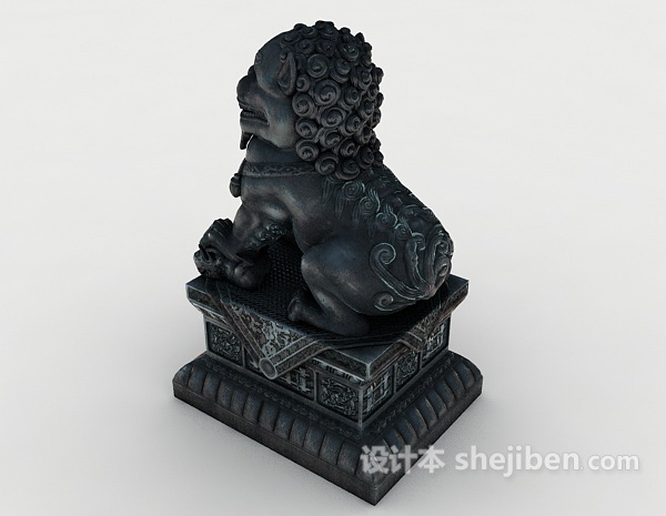 设计本中式狮子雕塑3d模型下载