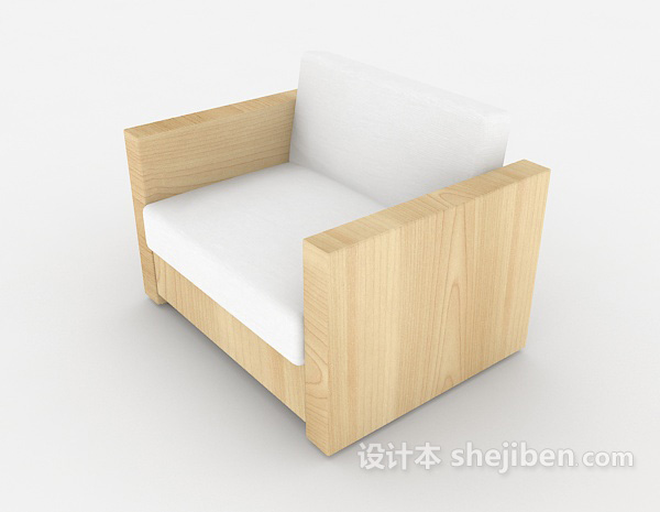 欧式风格北欧简约木质单人沙发3d模型下载