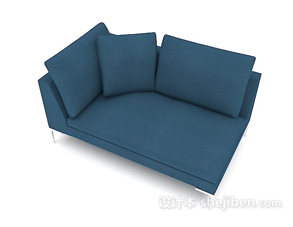 免费简约家居蓝色单人沙发3d模型下载