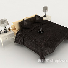 个性黑色双人床3d模型下载