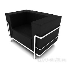 简约方形黑色休闲单人沙发3d模型下载