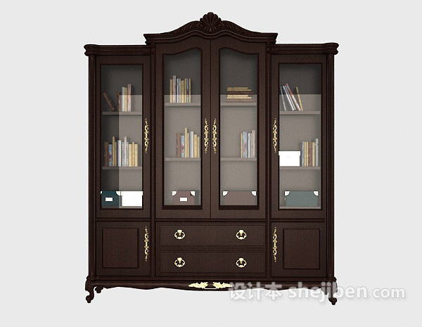 中式复古木质书柜