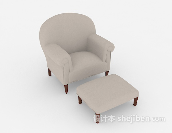 简单浅灰色单人沙发3d模型下载