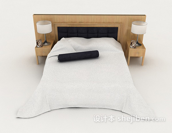 现代风格简单风格双人床3d模型下载