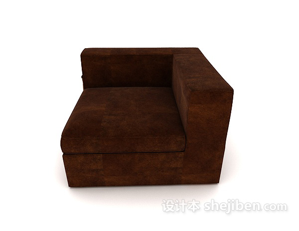 方形简约休闲深棕色单人沙发