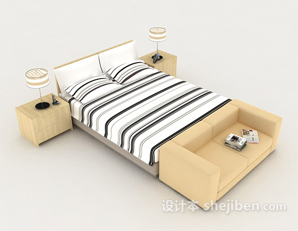 现代简约风格木质双人床