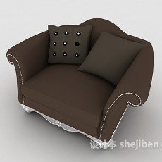 欧式简约家居棕色单人沙发3d模型下载