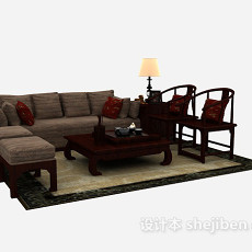 中式传统组合沙发3d模型下载