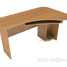 实木现代家庭书桌3d模型下载