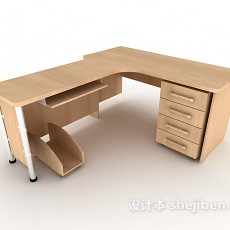 简单实木办公桌3d模型下载