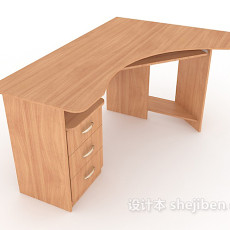 简单实木书桌3d模型下载