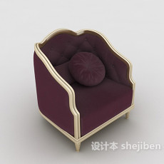 欧式家居紫色单人沙发3d模型下载