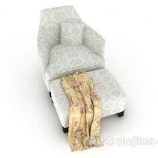 欧式家居木质花纹单人沙发3d模型下载