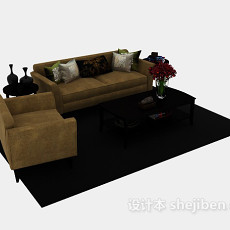 欧式简单居家组合沙发3d模型下载