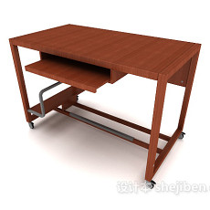 实木简单书桌3d模型下载