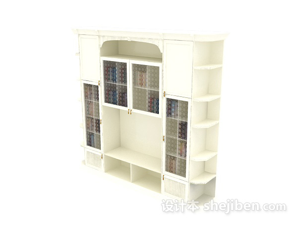 现代简约木质白色书柜