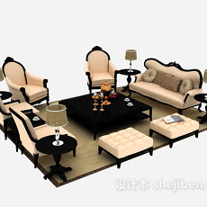 家居欧式组合沙发3d模型下载